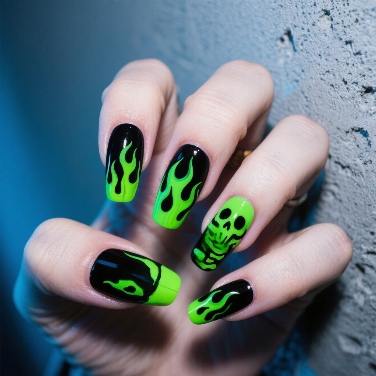 Halloween Skull Press-On Nails | Available in Jelly | Glue-Free Application in Minutes for Parties and Nights Out