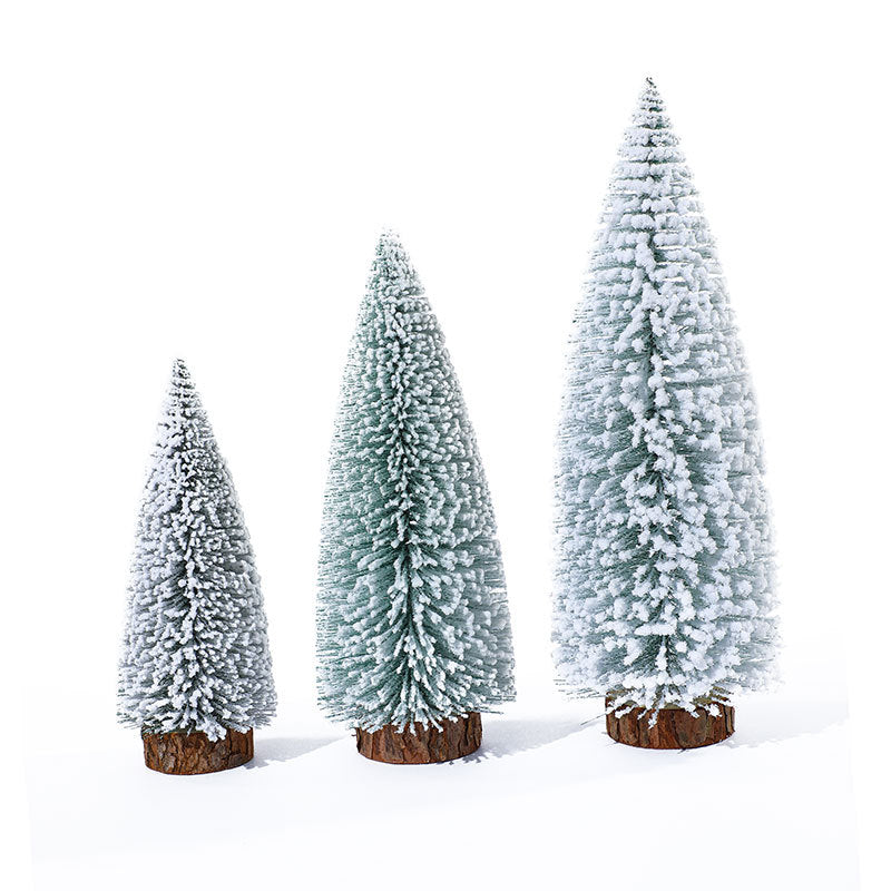 Mini Christmas Tree with Built-In LED Lights | Snow Dusted Finish on a Wooden Base | Warm Glow for Desks and Shelves