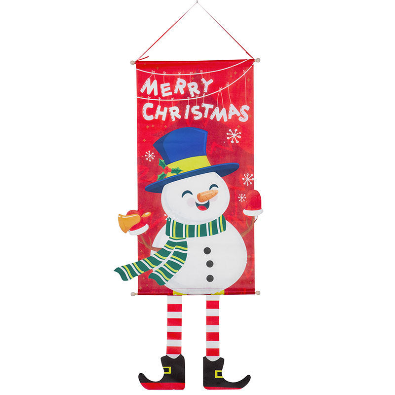 Christmas Wall Banner with Santa and Festive Greeting Print | Durable Fabric, Hanging Loop Included | Six Designs for Door Decorations