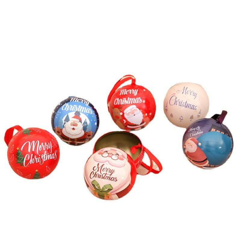 Christmas Ornaments with Santa and Reindeer Illustration | Round Ball Shape with Ribbon Hanger | Four Colorways for Tree Display