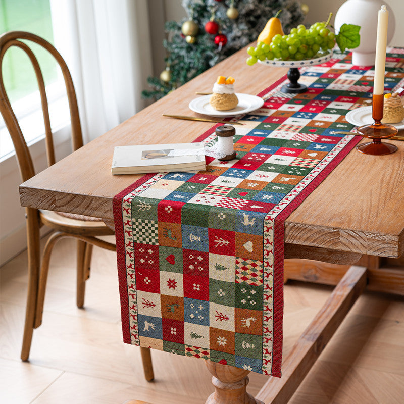 Christmas Table Runner with Trees and Snowflakes | Machine Washable Festive Dining Decor | Four Colours and Designs