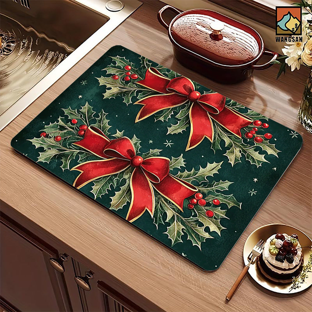 Festive Christmas Kitchen Rug with Holiday Print | Non-Slip Indoor Mat, Easy to Wipe Clean | Seasonal Floor Decor for Sinks