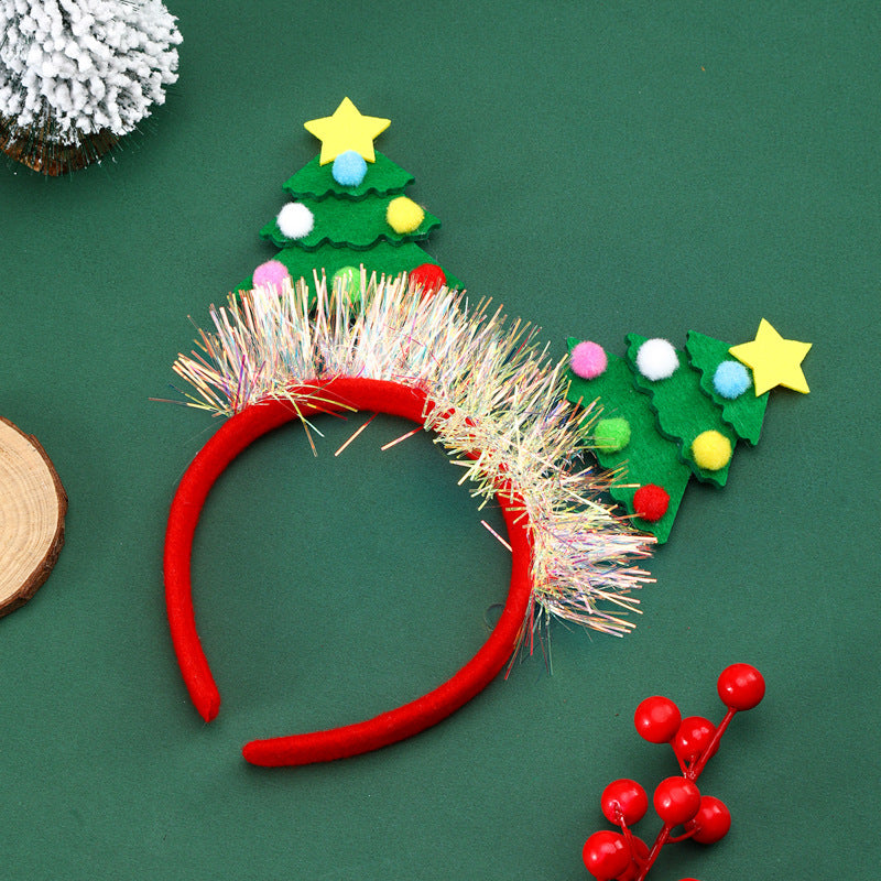 Christmas Tree Headband in Soft Felt with Glitter Trim | Sky Blue, Pink, Purple or Green | Party Accessories for Photos