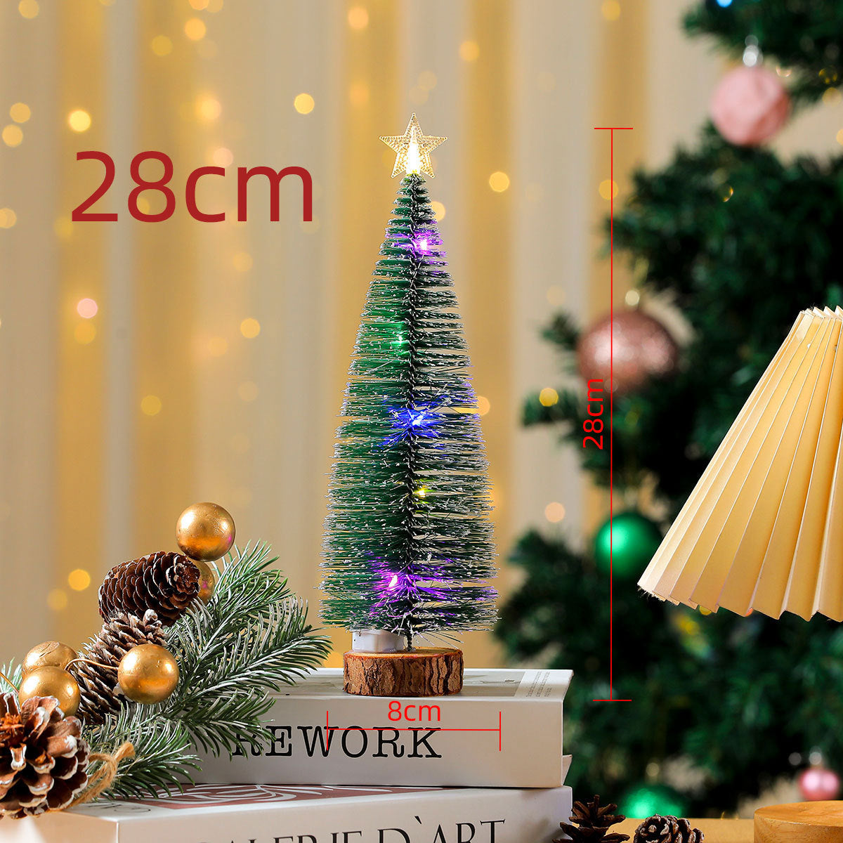 Mini Christmas Tree with Warm LED Lights | Nordic Styling for Desks and Side Tables | Festive Holiday Decorations
