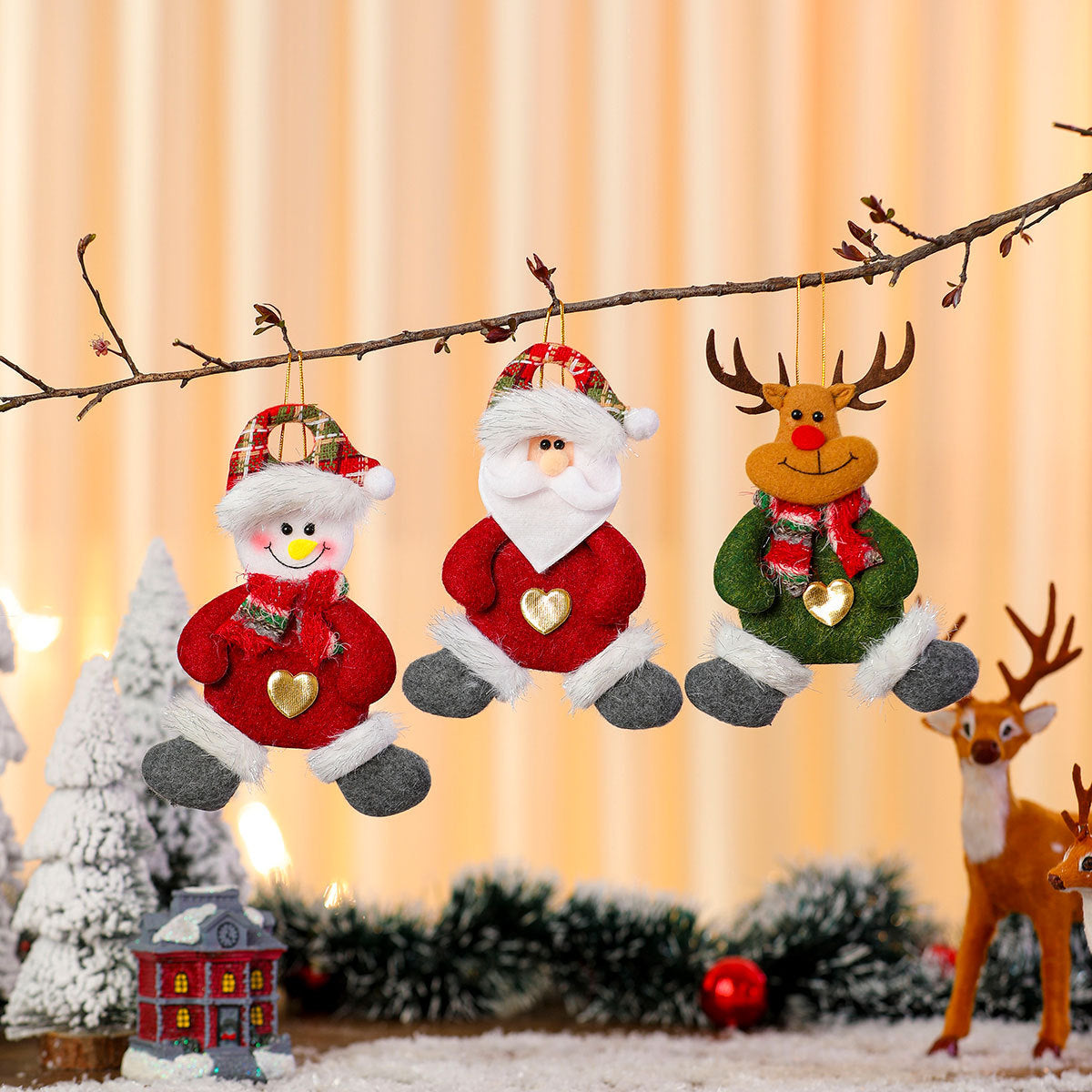 Plush Santa Ornament with Heart Accent and Festive Hat | Soft Durable Character Decor | Christmas Tree Decorations Indoor