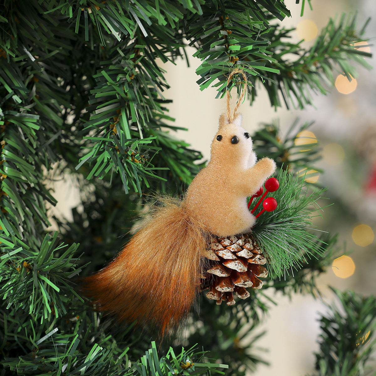 Christmas Squirrel Ornaments with Soft Fur Finish and Lifelike Detailing | Hanging Loop for Tree or Wreath | Nine Woodland Designs