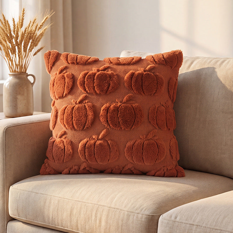 Halloween Pumpkin Throw Pillow | Available in Orange, Cream, Caramel | Plush Accent for Sofas, Chairs, and Beds