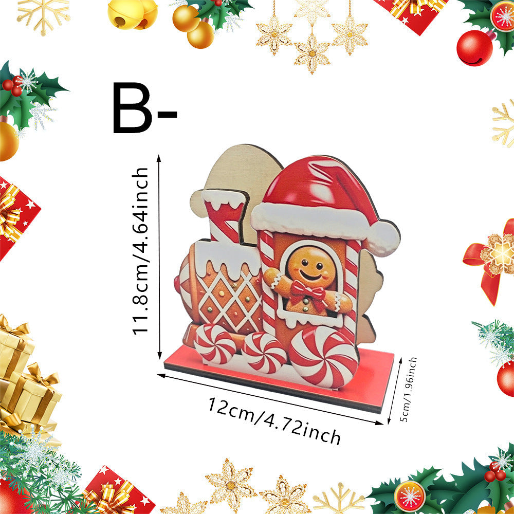 Wooden Christmas Napkin Holder with Gingerbread House Motif | Sturdy Standing Table Decorations | Four Festive Colorways