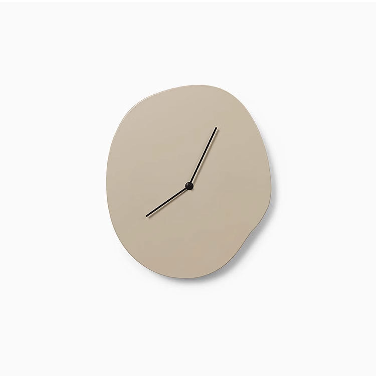 Modern Wall Clock with an Abstract Pebble Outline | Quiet Quartz Movement, Light to Hang | Beige, Wood or Blue