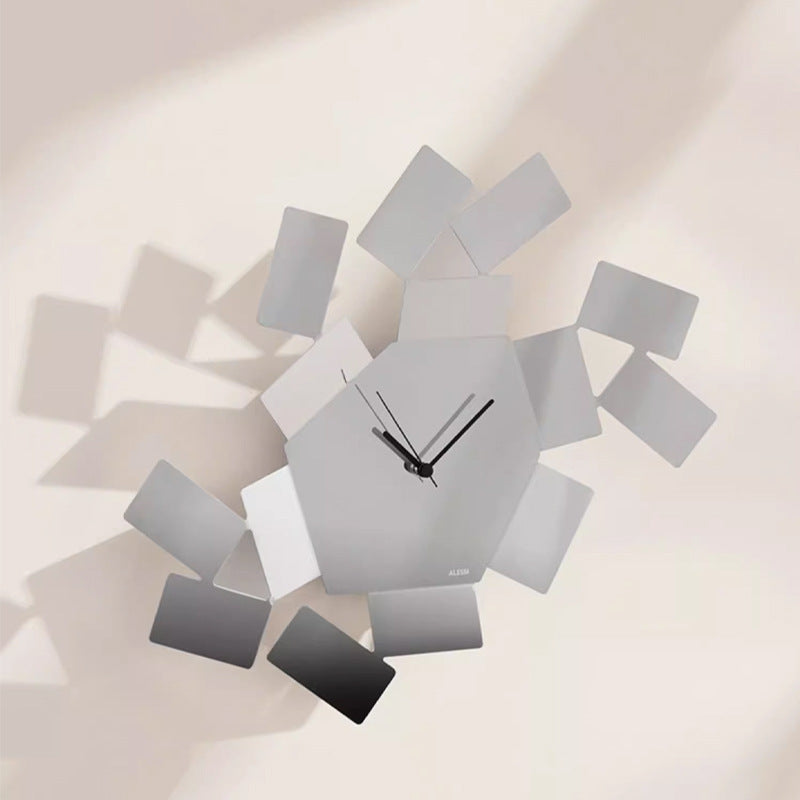 Modern Wall Clock with Scattered Geometric Plates | Minimalist Dial and Clear Hour Hands | 2 Colors