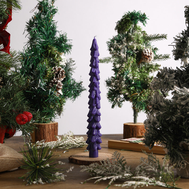 Sculpted Christmas Tree Taper Candle with Layered Branches | Cotton Wick for a Clean Even Burn | Festive Table Decorations