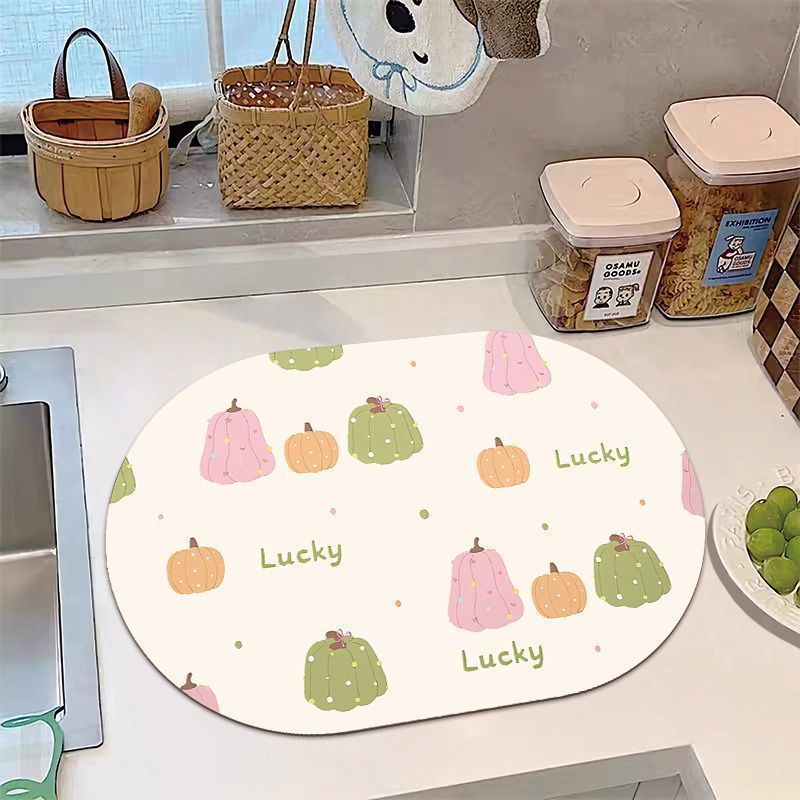 Banana Print Kitchen Rug with Non-Slip Backing and Wipe-Clean Surface | Oval Mat for Sink or Stove | 14 Designs