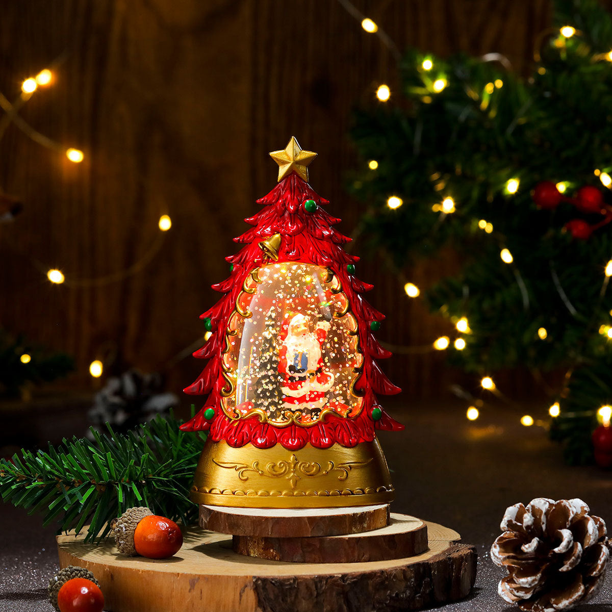 Snowman in a Red Telephone Box Figurine | Tabletop Christmas Decorations for Mantel Display | Lightweight, Easy to Move