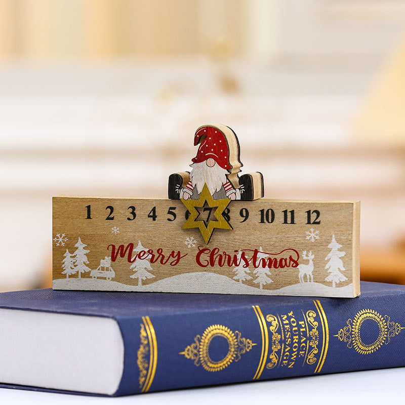 Wooden Advent Calendar with Santa in a Sleigh and Numbered Blocks | Countdown Display for Shelves and Mantels | 2 Designs