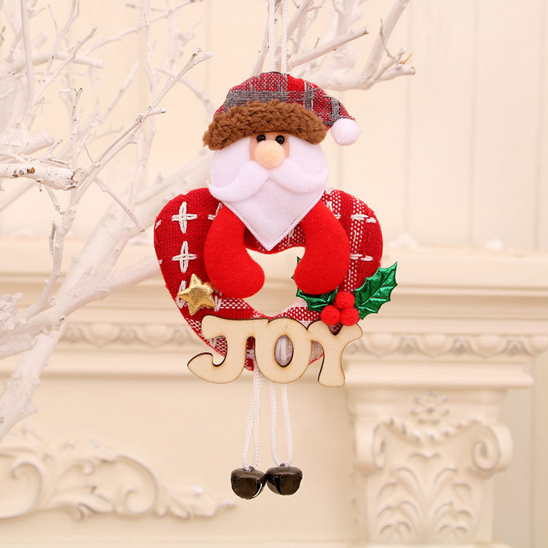 Christmas Plush Figure with a NOEL or JOY Sign | Bear, Santa, Snowman or Reindeer on Legs | 4 Hanging Decorations for a Garland