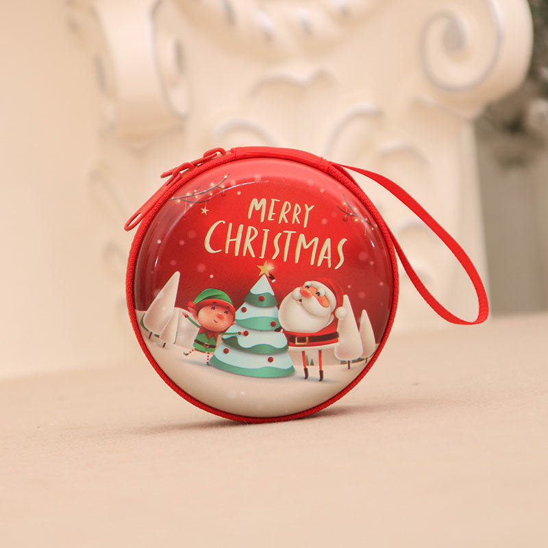 Christmas Snowman Coin Purse with a Festive Scene Print | Zip-Around Pouch with a Wrist Strap | Wipe-Clean Finish, 4 Designs
