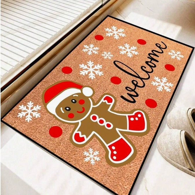 Christmas Welcome Door Mat with Snowman and Tis the Season Print | Non-Slip Backing for Indoor or Outdoor Use | Eight Designs