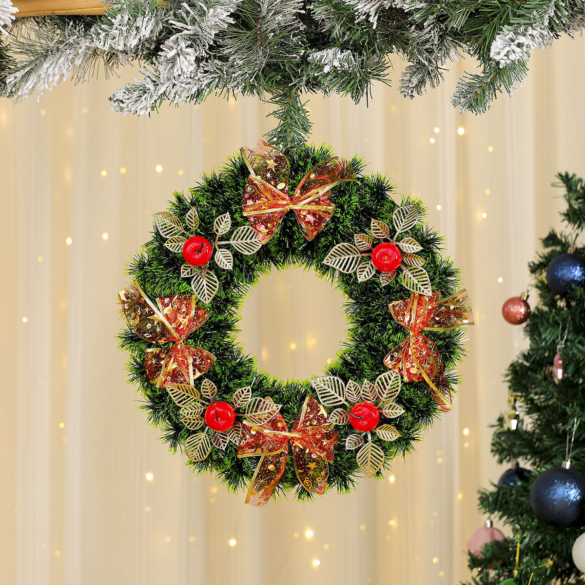 Christmas Wreath with a Felt Reindeer Face and Red Berries | Hanging Loop for Doors and Sheltered Porches | 16 Designs