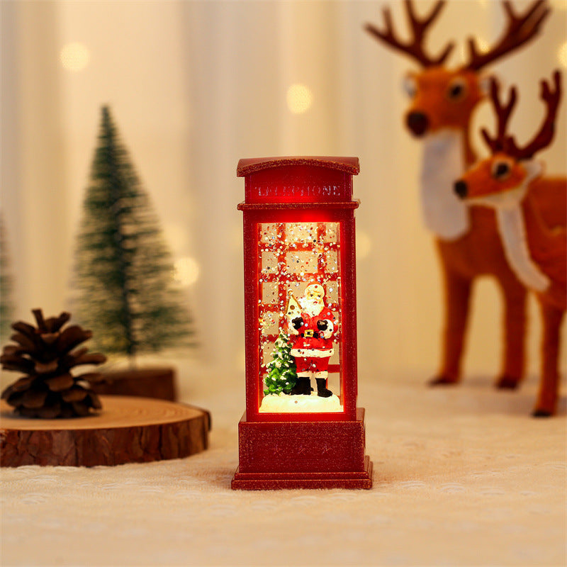 Snowman in a Red Telephone Box Figurine | Tabletop Christmas Decorations for Mantel Display | Lightweight, Easy to Move