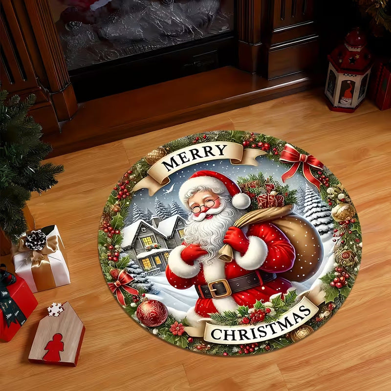 3D Christmas Rug with Gnome and Stone Well Print | Soft Durable Pile That Wipes Clean | 6 Sizes, 14 Designs