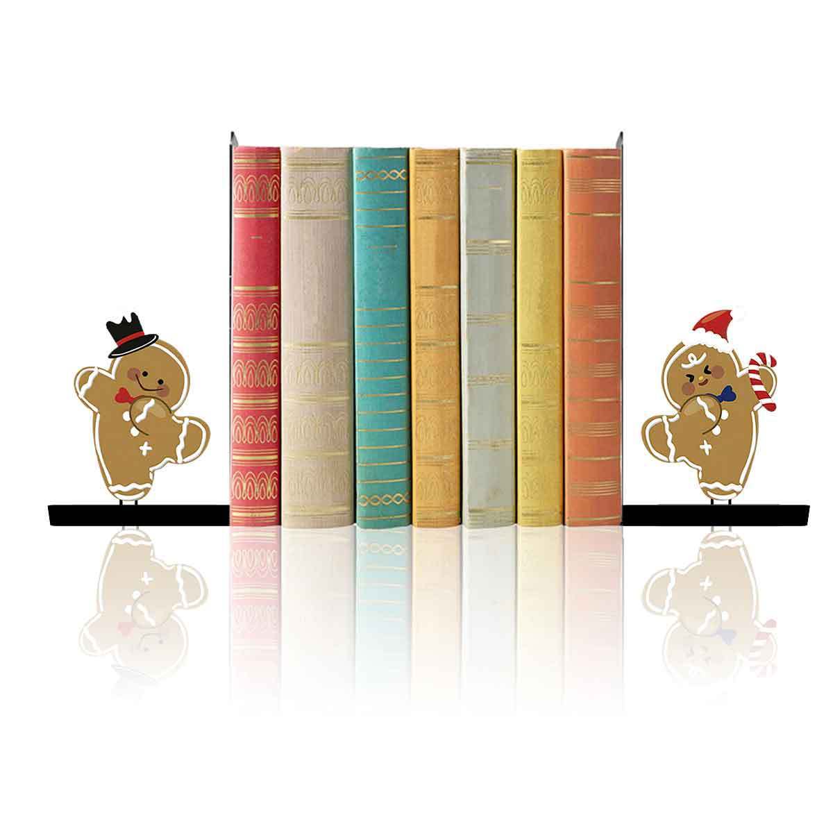 Gingerbread Bookends for Shelves and Desks | Festive Christmas Decor with Cheerful Figures | Xmas Decorations Indoor
