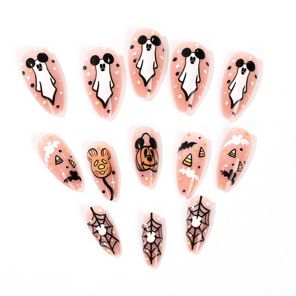 Halloween Press-On Nails | Available in White, Transparent | Glue-Free Application in Minutes for Parties and Nights Out