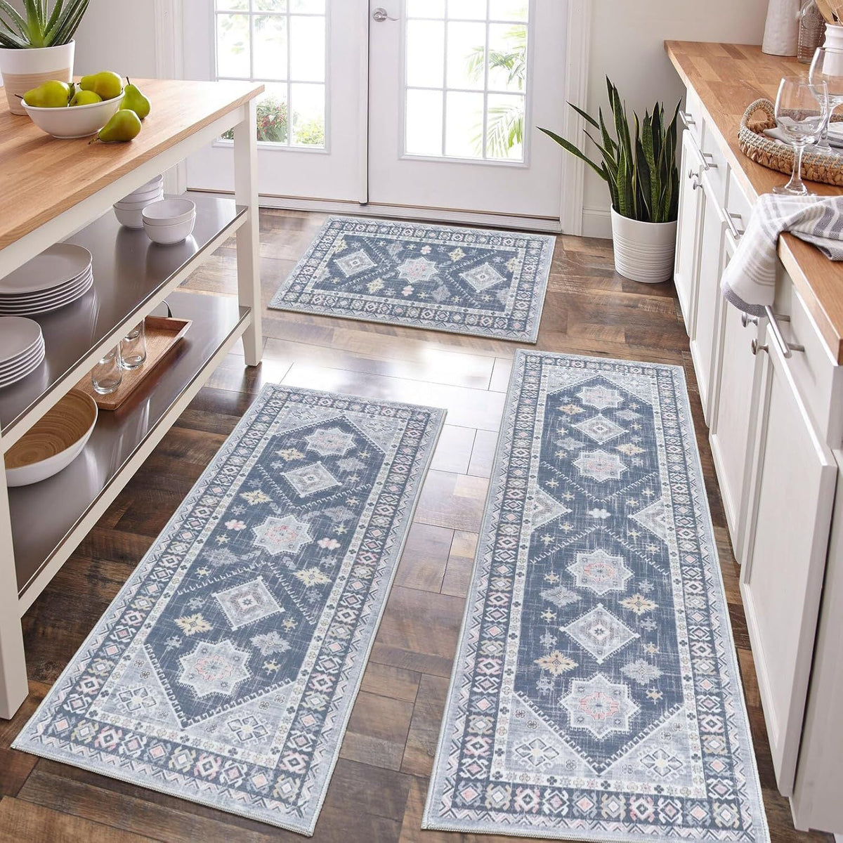 Persian Pattern Kitchen Runner Rugs with Non-Slip Backing | Cushioned Pile for Long Cooking Sessions | 8 Designs