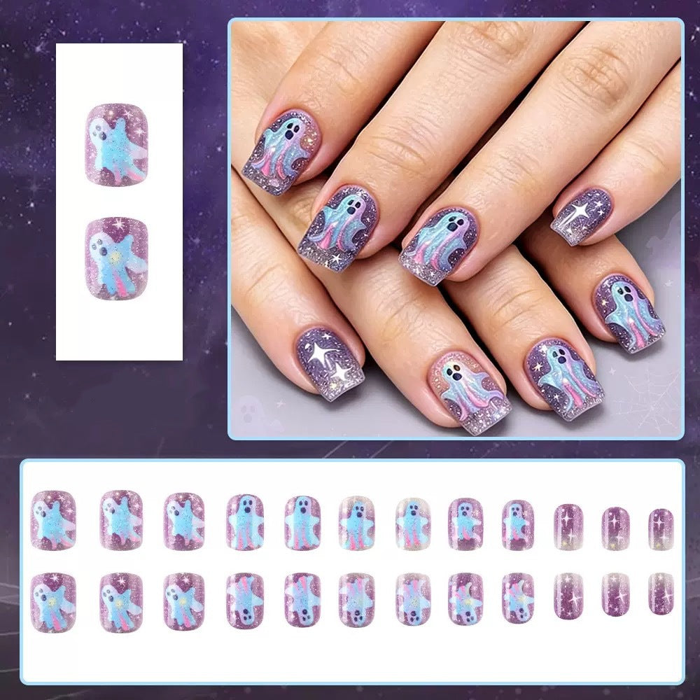 Halloween Ghost Press-On Nails | Available in Unbekannt | Glue-Free Application in Minutes for Parties and Nights Out