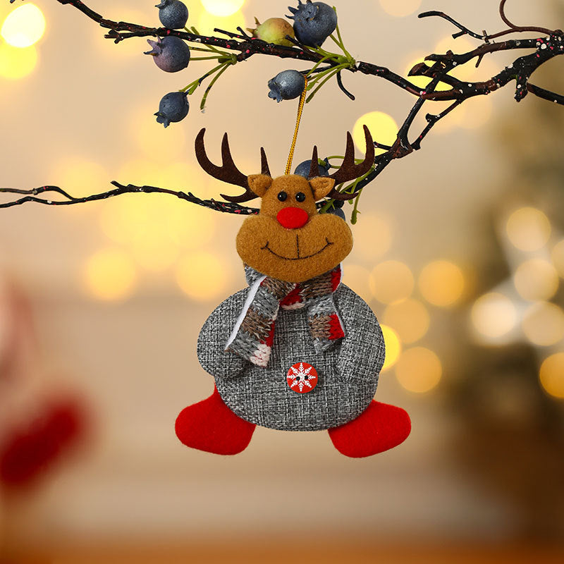 Santa Figurine Ornaments for Christmas Trees | Red Outfit with Plaid Hat and Fluffy Trim | Lightweight Design, Four Styles