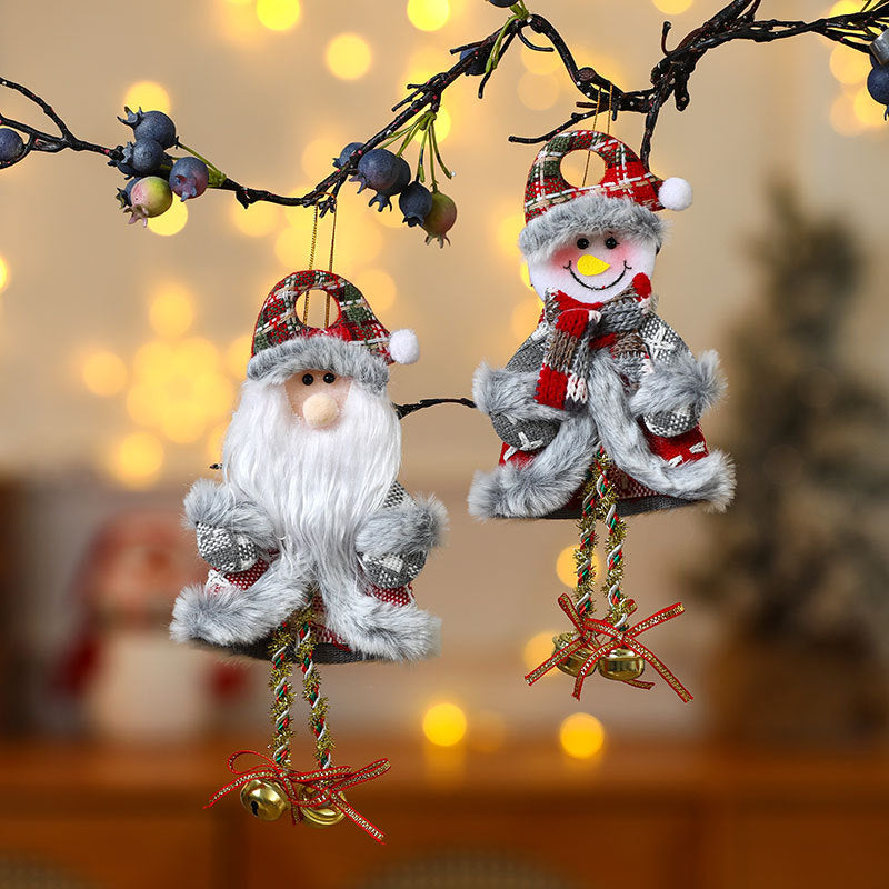 Plush Santa Figurine with Patchwork Details | Fluffy Beard and Soft Fabric Body | Christmas Decorations for Shelf or Mantel