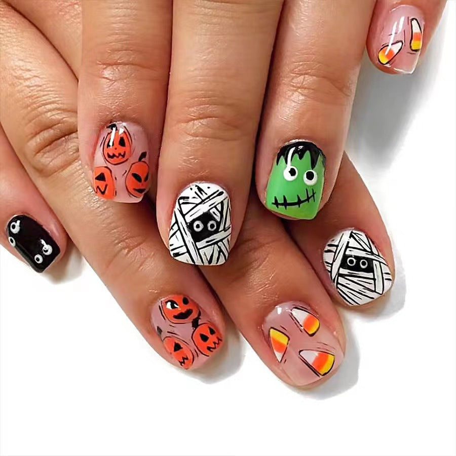 Halloween 3D Press-On Nails | Available in Transparent | Glue-Free Application in Minutes for Parties and Nights Out
