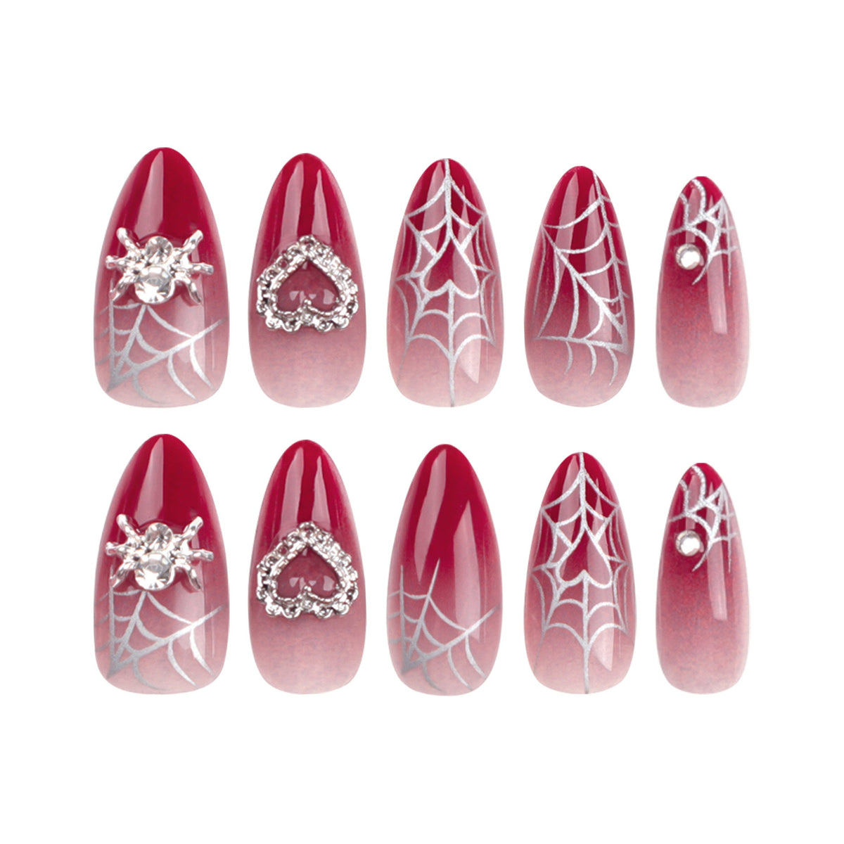 Halloween Spider Glitter Press-On Nails | Available in Transparent, Blue