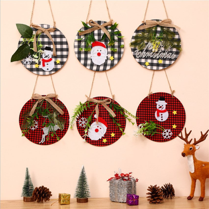 Christmas Wall Decor Sign with Merry Greeting and Greenery Accent | Rustic Round Plaque, Ready to Hang | Four Festive Designs