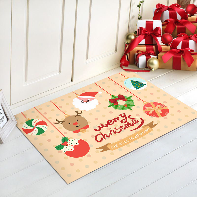 Merry Christmas Door Mat with Santa Print | Non-Slip Backing, Easy to Shake Clean | Indoor Outdoor Entrance Decorations