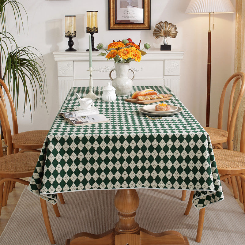 Argyle Diamond Tablecloth in Warm Yellow | Spill Resistant and Wrinkle Free Fabric | 55 x 55 in