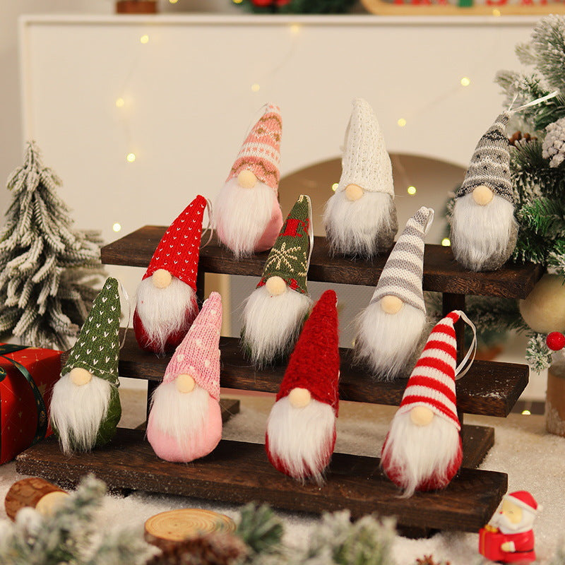 Felt Gnome Christmas Ornament with a Santa Hat | Fluffy White Beard and Hanging Loop | Soft Tree and Wreath Decorations