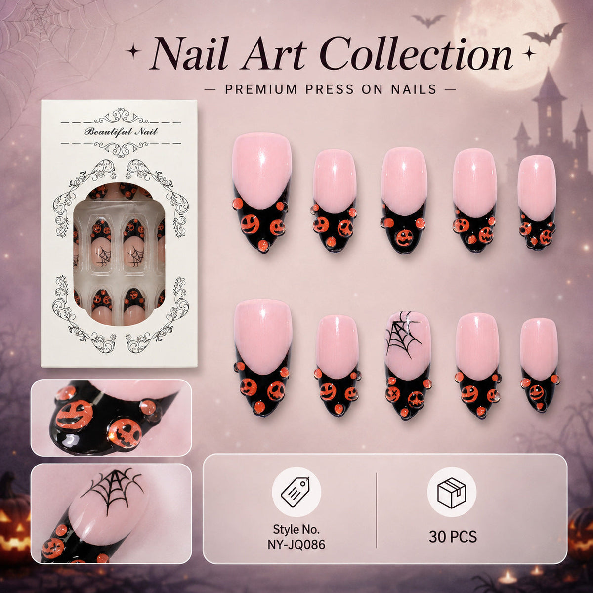 Halloween Press-On Nails | Available in Unbekannt, Blue | Glue-Free Application in Minutes for Parties and Nights Out