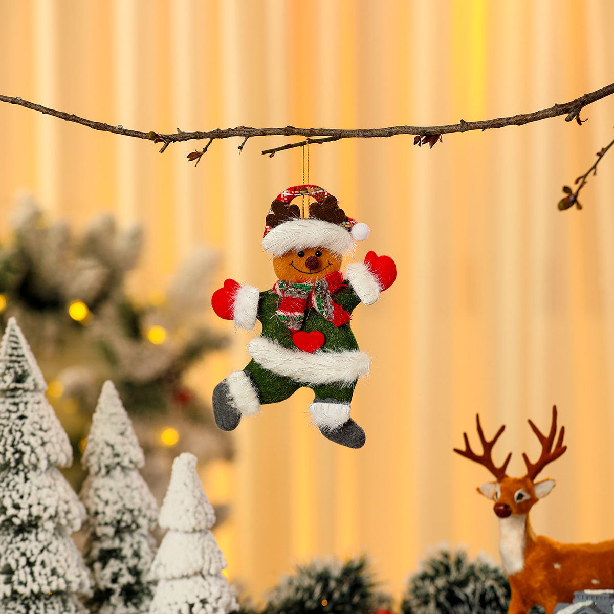 Hanging Santa Claus Ornament with a Cheerful Face | Vibrant Trim on Lightweight Material | Christmas Tree and Mantel Decorations