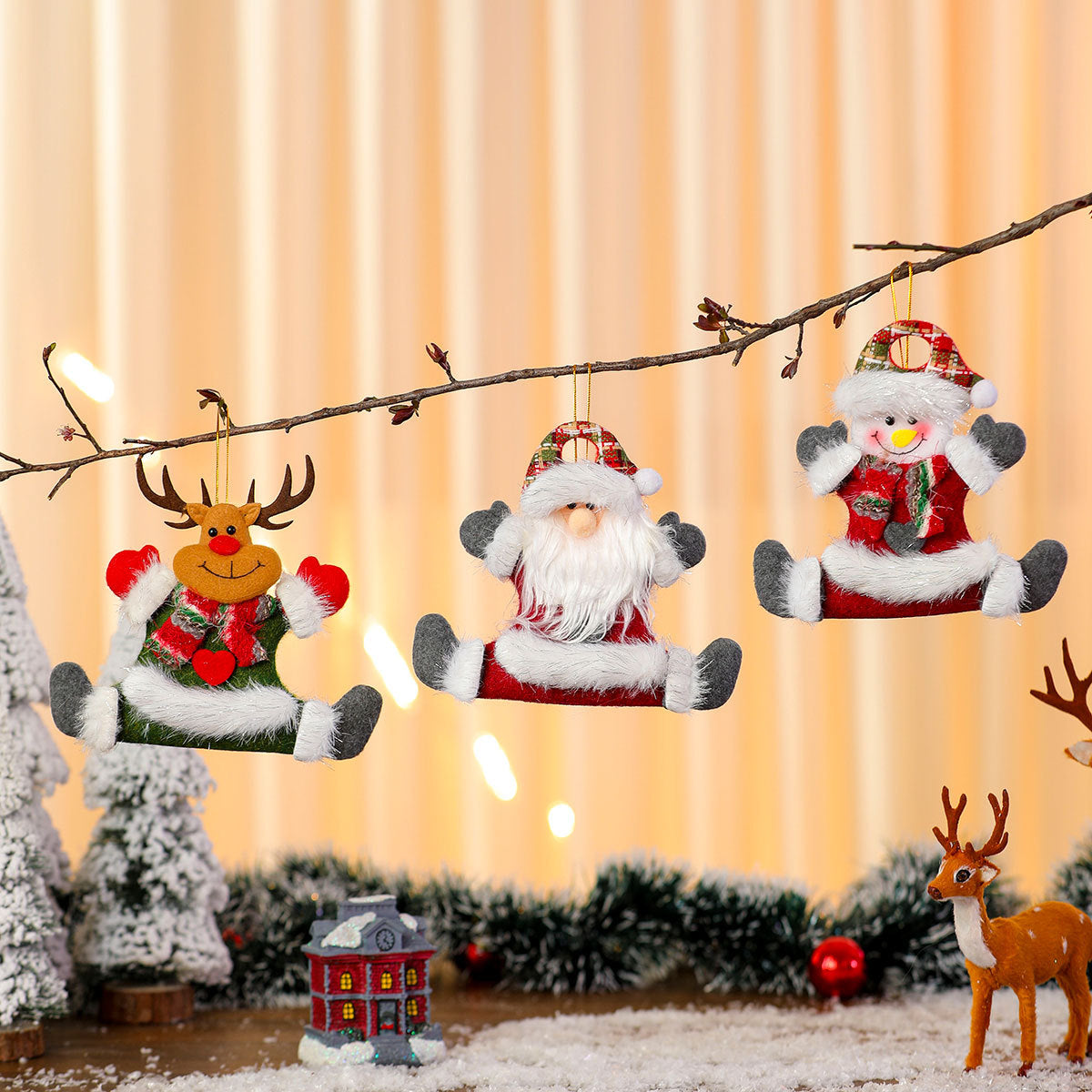 Felt Santa Ornaments with Fine Detailing | Soft Feel and a Hanging Loop | Christmas Tree, Wreath and Table Decorations
