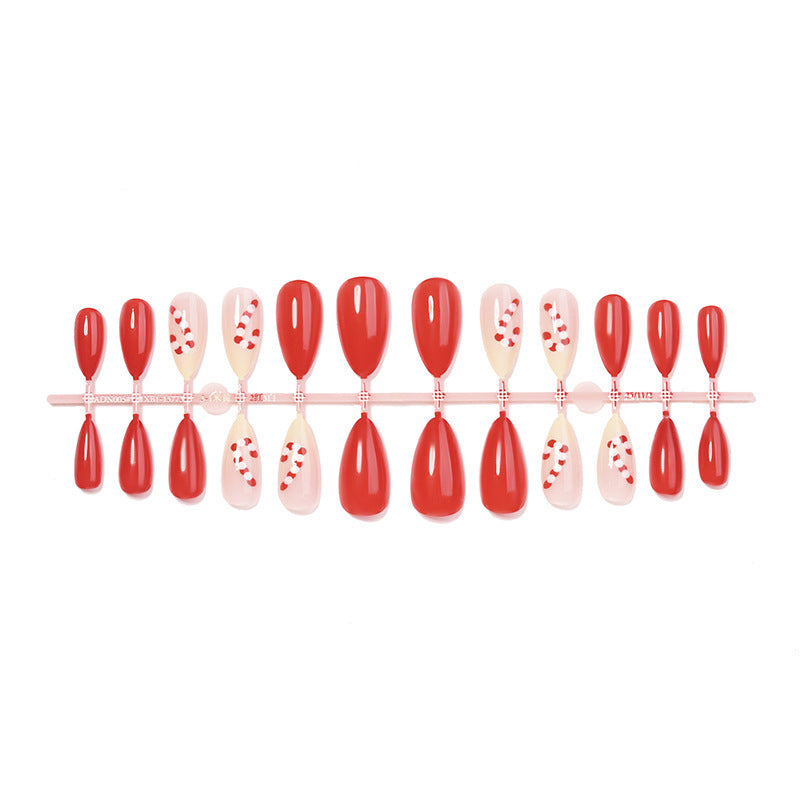 Candy Cane Nails in Classic Red | Christmas Nail Art Set with Striped Motifs | Festive Xmas Manicure at Home