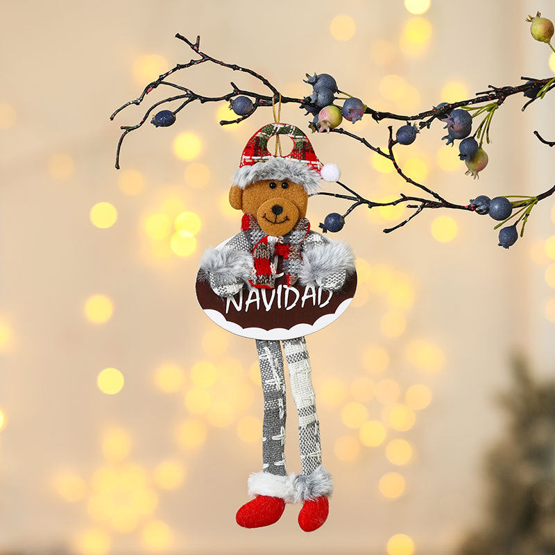 Hanging Snowman Figure in Fabric and Felt | Long Dangling Legs and a Cozy Hat | Shelf and Christmas Tree Decorations