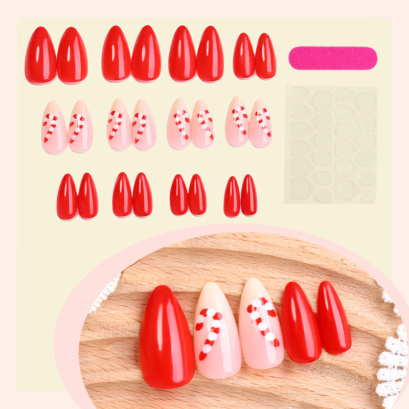 Candy Cane Nails in Classic Red | Christmas Nail Art Set with Striped Motifs | Festive Xmas Manicure at Home