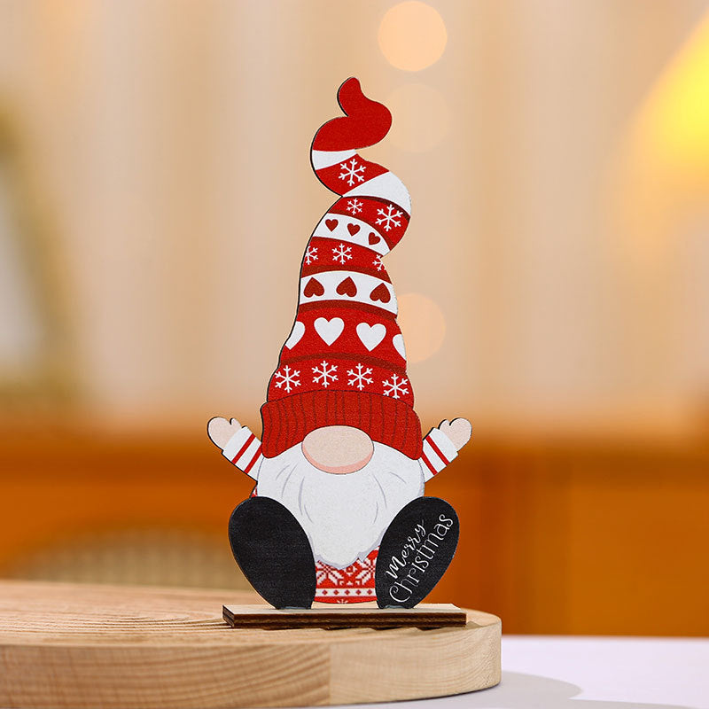 Wooden Santa Figures for Mantel and Tabletop | Detailed Hat with Winter Motifs | Christmas Decorations in Four Designs