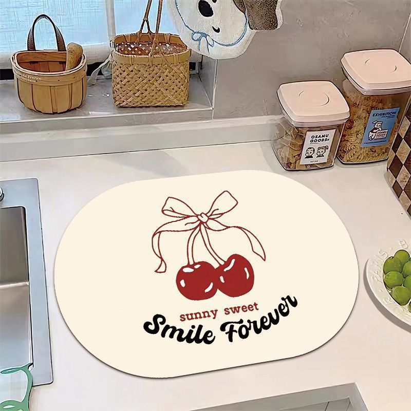 Banana Print Kitchen Rug with Non-Slip Backing and Wipe-Clean Surface | Oval Mat for Sink or Stove | 14 Designs