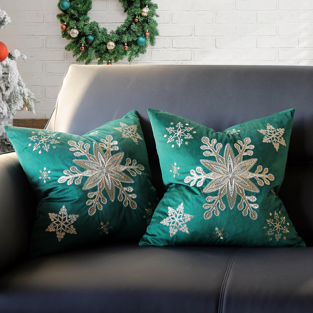 Christmas Living Room Throw Pillow Cover with Deer Silhouette | Removable Case with Discreet Zipper | 42 Designs, 17.72 x 17.72 in