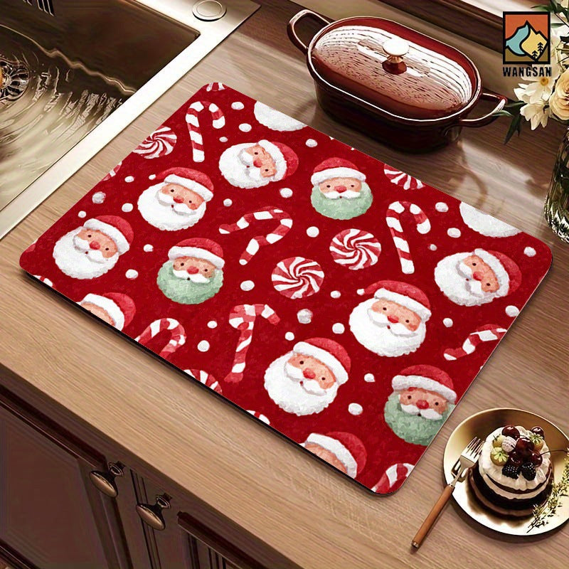 Festive Christmas Kitchen Rug with Holiday Print | Non-Slip Indoor Mat, Easy to Wipe Clean | Seasonal Floor Decor for Sinks