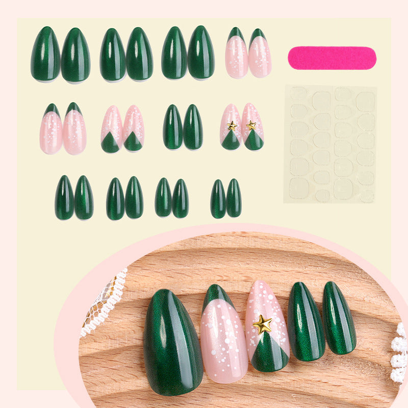 Glitter Christmas Nails with Glossy Festive Finish | Press On Nail Set with Adhesive Tabs | Easy Winter Manicure