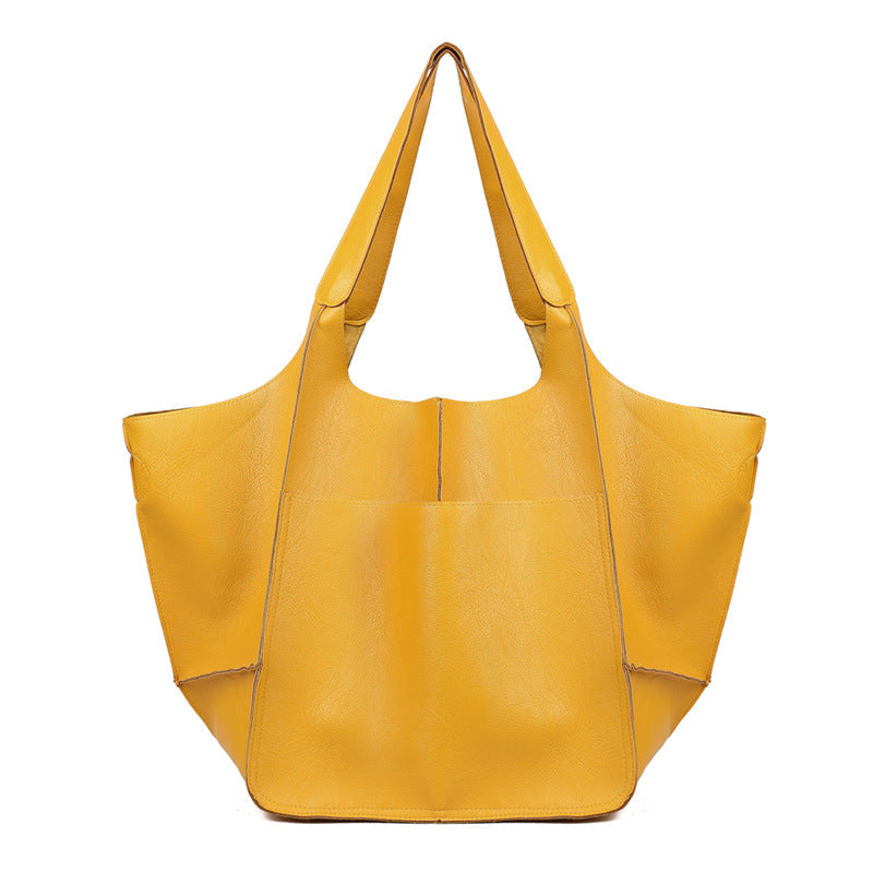 Soft Vegan Leather Tote Bag in Thirteen Colors | Lightweight Everyday Shoulder Carry with Roomy Inner Space