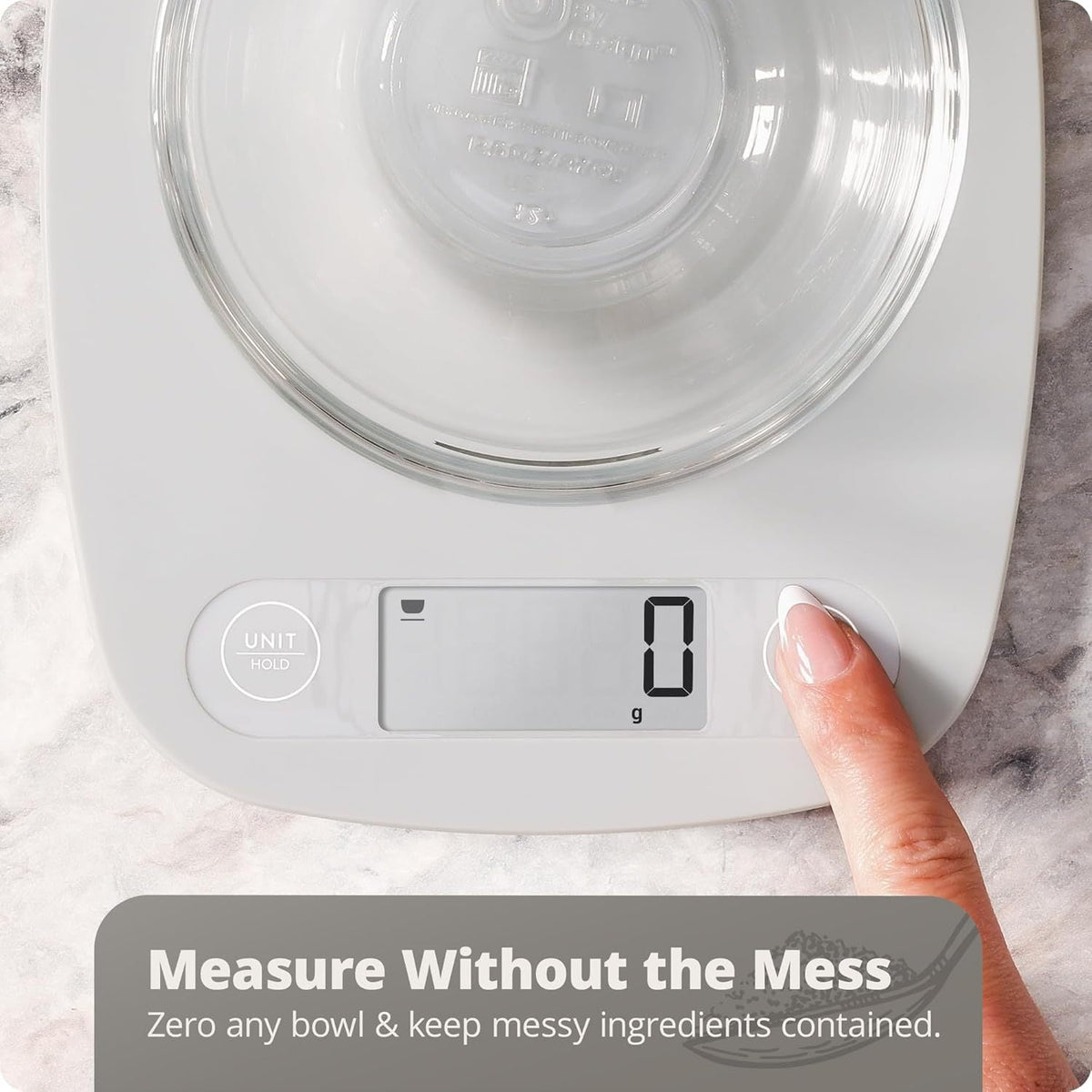 Digital Kitchen Scale with LCD Display and Tare Function | Grams, Ounces, Pounds and Milliliters | 11 lb Capacity