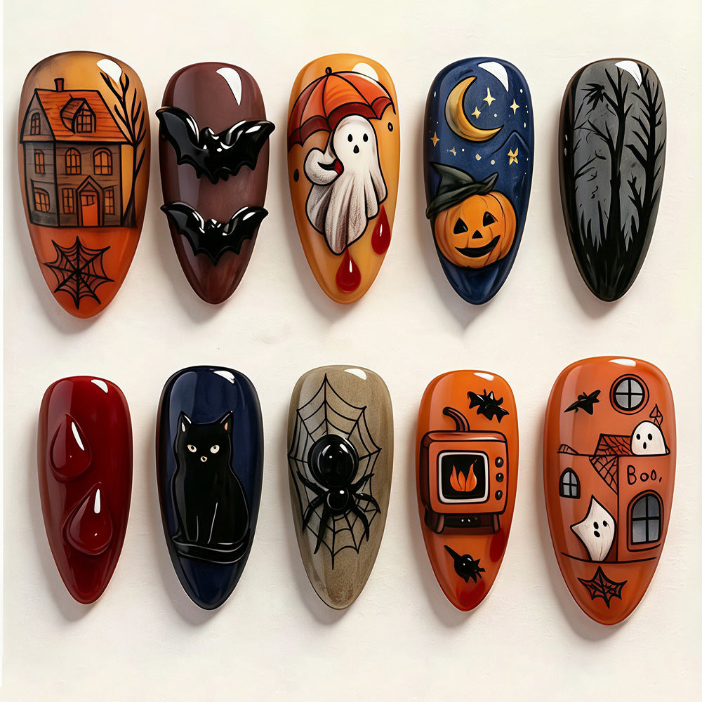 Halloween Press-On Nails | Available in Nackt, Boxed | Glue-Free Application in Minutes for Parties and Nights Out